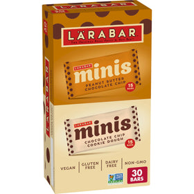 LÄRABAR Minis Variety Pack pack shot showing gluten-free vegan bars for on-the-go snacking.