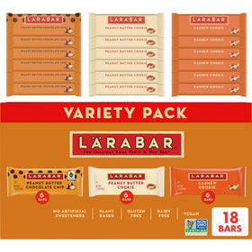 LÄRABAR Nut Lovers Variety Pack box front showing gluten-free vegan snack option