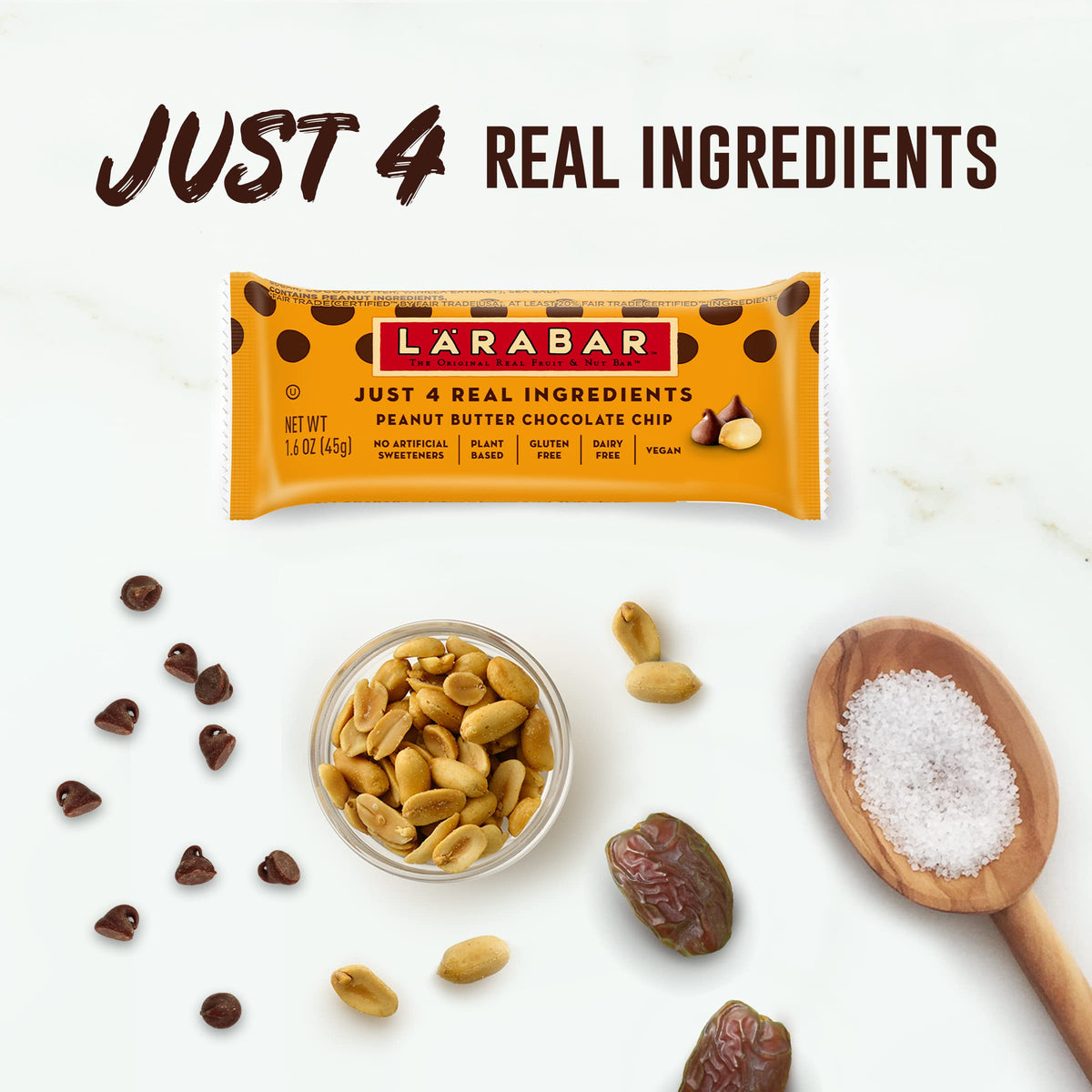 Larabar Peanut Butter Chocolate Chip bar close-up highlighting chewy texture
