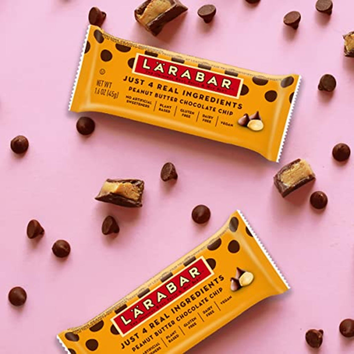 LÄRABAR Peanut Butter Chocolate Chip bar, portable protein-friendly treat.
