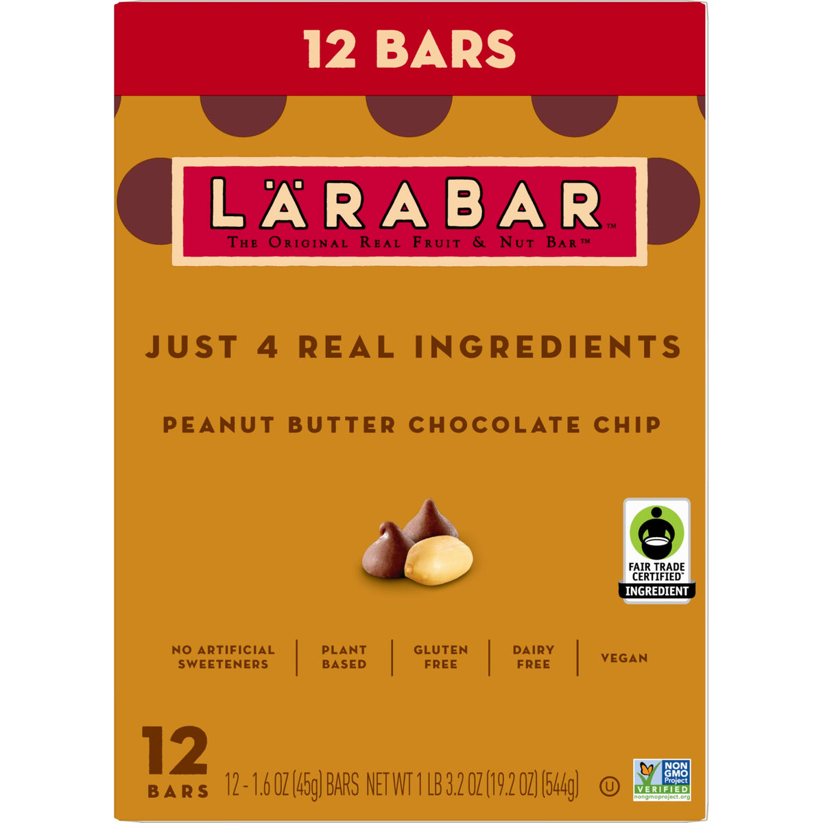 LÄRABAR Peanut Butter Chocolate Chip texture close-up showing chewy bite