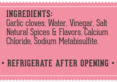 Lara's Gourmet Passions pickled garlic 16-oz jar packaging for convenient storage.