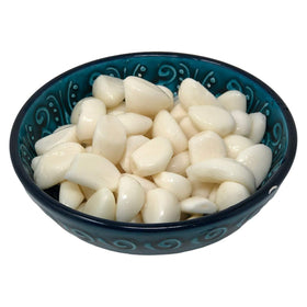Lara's Gourmet Passions pickled garlic ready-to-eat snack straight from the jar.