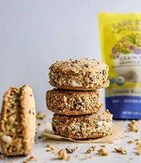 Lark Ellen Farm resealable bag keeping grain-free crunch fresh and ready.