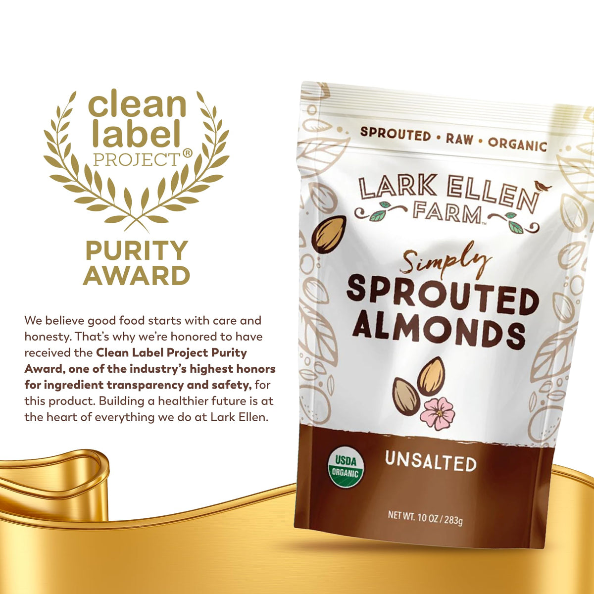 Lark Ellen Farm sprouted almonds bag back resealable for freshness