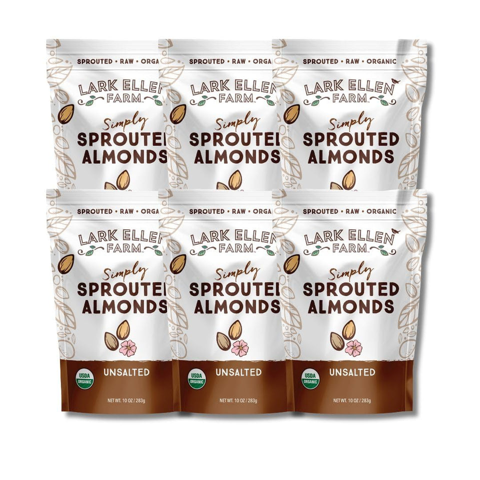 Lark Ellen Farm sprouted almonds pack front for on-the-go snacking