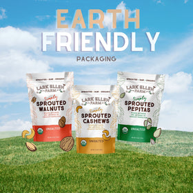 Lark Ellen Farm Sprouted Cashews in a pantry setup for easy snacking.
