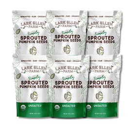 Lark Ellen Farm sprouted pumpkin seeds in resealable bag for on-the-go snacking