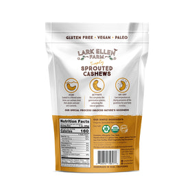 Lark Ellen Farm sprouted salted cashews nutrition panel for informed choice