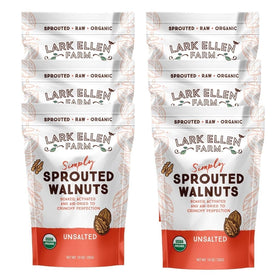Lark Ellen Farm sprouted walnuts bag front—protein-rich, grab-and-go snack.