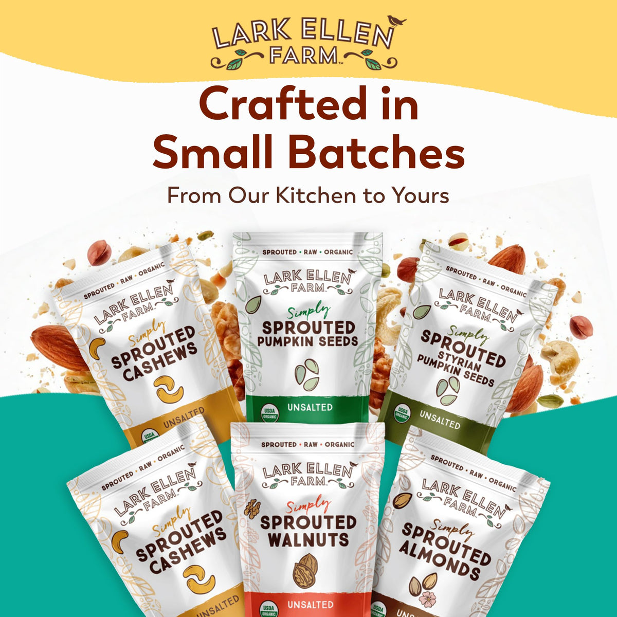 Lark Ellen Farm sprouted walnuts in a kitchen setup for healthy snacking.