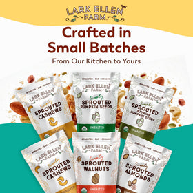 Lark Ellen Farm sprouted walnuts in a kitchen setup for healthy snacking.