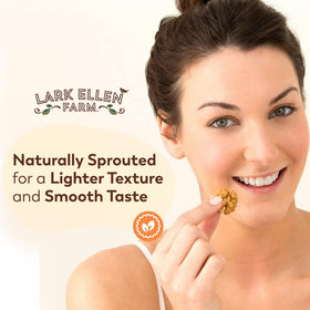 Lark Ellen Farm packaging front highlighting 10oz sprouted walnuts.