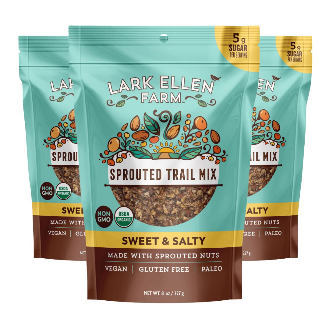 Lark Ellen Farm Sweet and Salty Trail Mix pack, portable and convenient for travel.