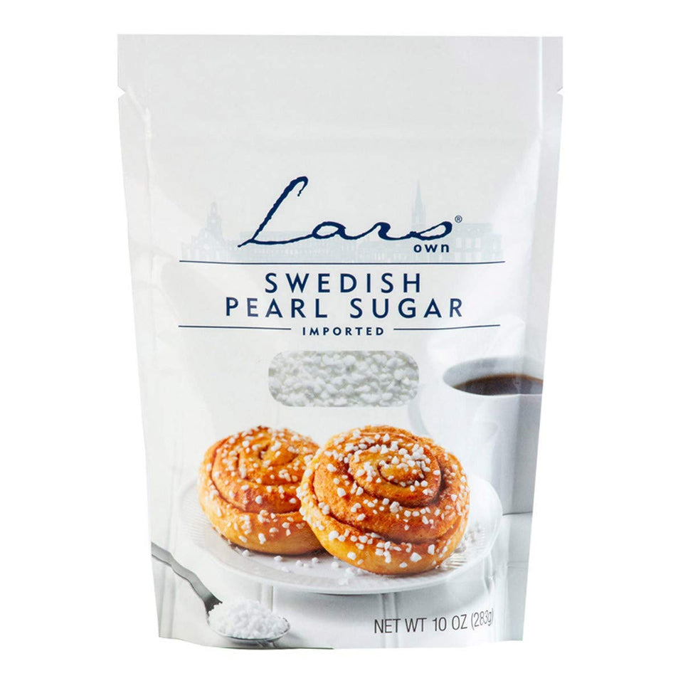 Lars' Own Swedish Pearl Sugar granules with pearl finish for authentic Belgian waffles.