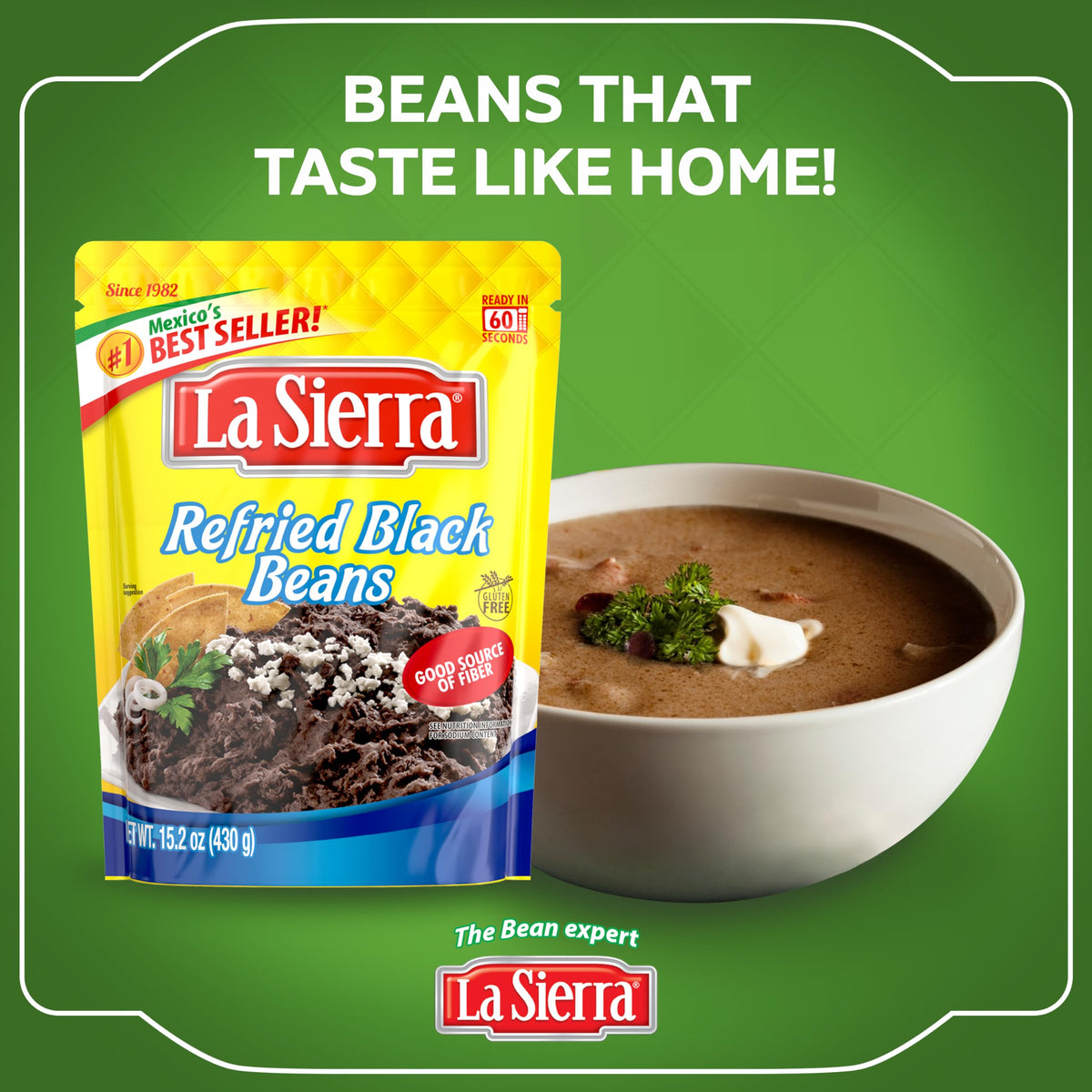 La Sierra refried black beans served in a bowl for a meal