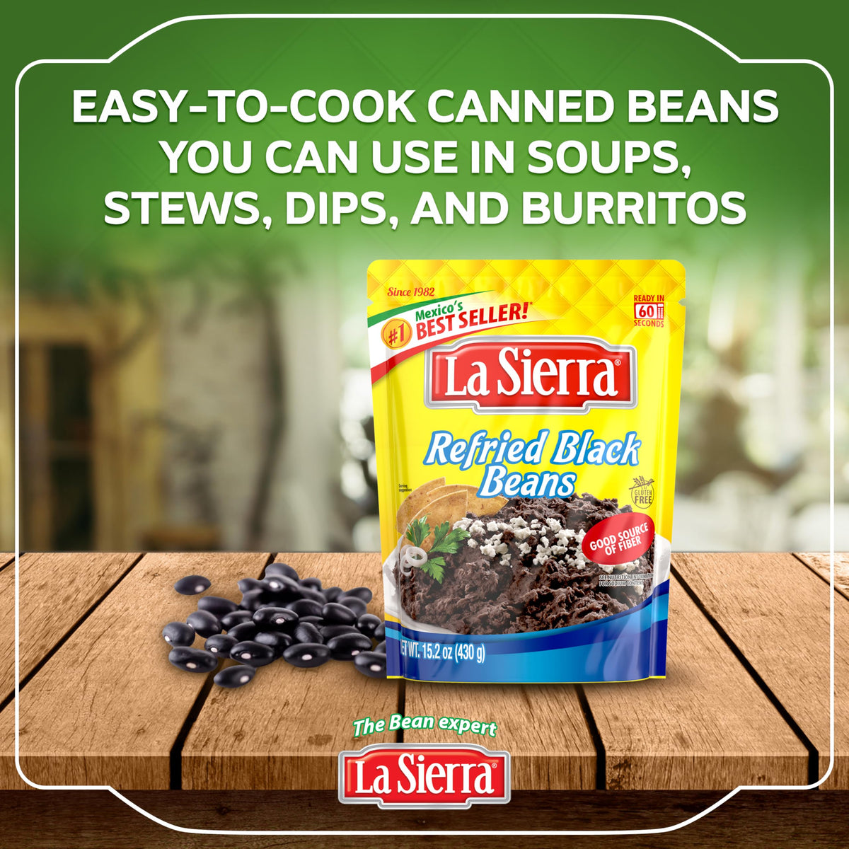 La Sierra refried black beans stovetop preparation in pan