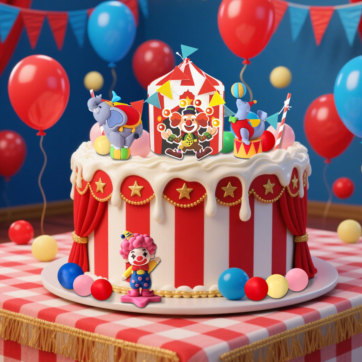 Last Hoe Down circus cake toppers set makes decorating easier.