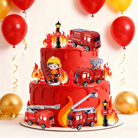 LAST HOE DOWN firefighter topper set helps create cohesive party decor