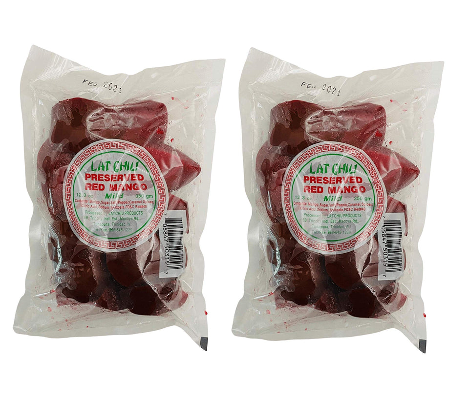 Lat Chiu preserved red mango mild, ready-to-eat tropical snack in a two-pack.