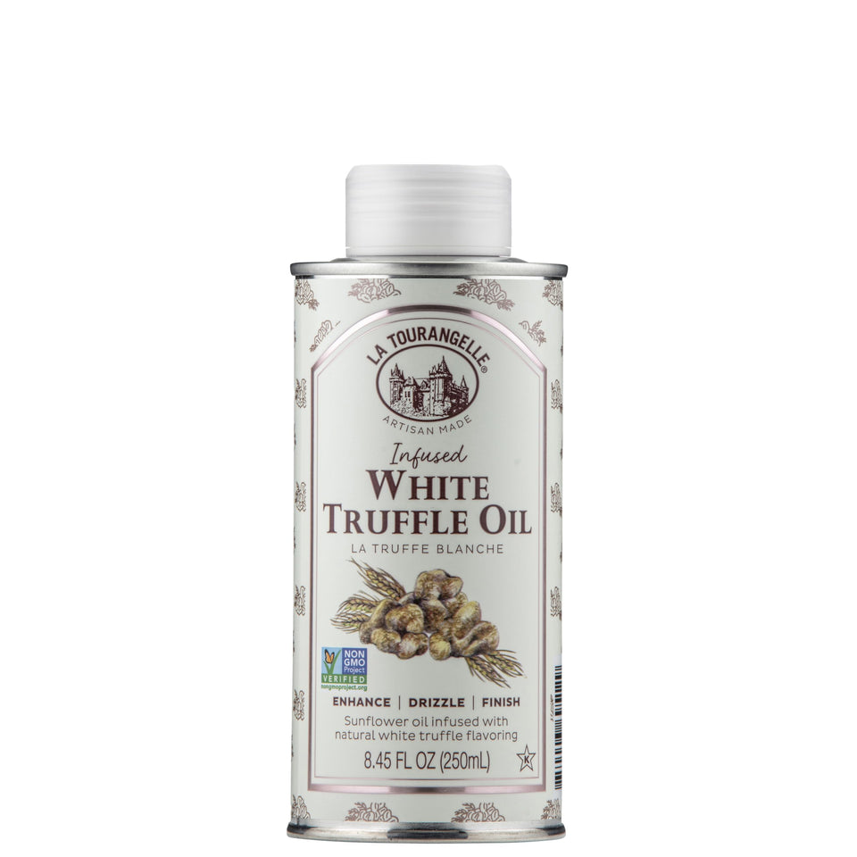 La Tourangelle White Truffle Oil bottle closeup highlighting premium artisanal flavor