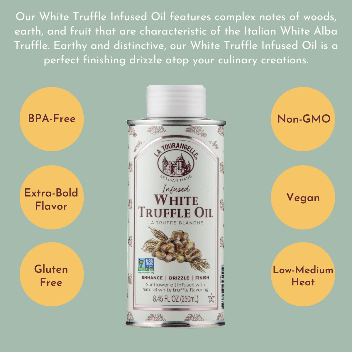 La Tourangelle White Truffle Oil on pasta showcases earthy aroma and luxurious finish