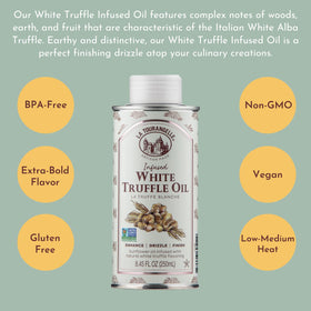 La Tourangelle White Truffle Oil on pasta showcases earthy aroma and luxurious finish