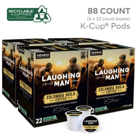 Laughing Man Colombia Huila dark roast cups with rich aroma for bold moments.