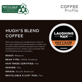 Brewed Laughing Man Hugh's Blend cup reveals bright, balanced notes with apple and graham.