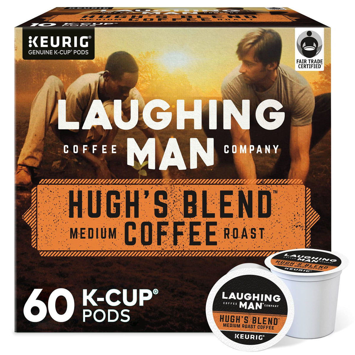 Laughing Man Hugh's Blend packaging for quick, mess-free morning coffee.