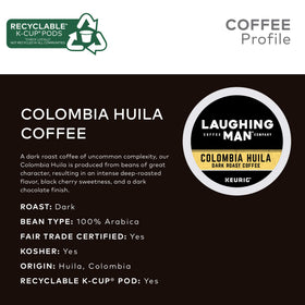 Laughing Man recyclable K-Cup symbol, eco-friendly coffee option.