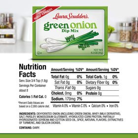 Measuring spoon with Laura Scudder's Green Onion Dip Mix for easy portioning.