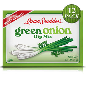 Close-up of Laura Scudder's Green Onion Dip Mix powder showing fine texture.