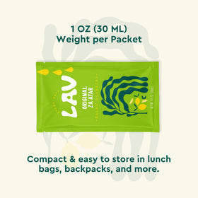 Lav Dress Well travel-friendly pack fits lunchbox and bag.