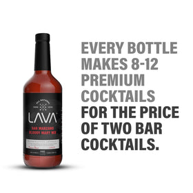 LAVA Bloody Mary Mix bottle side view shows compact packaging