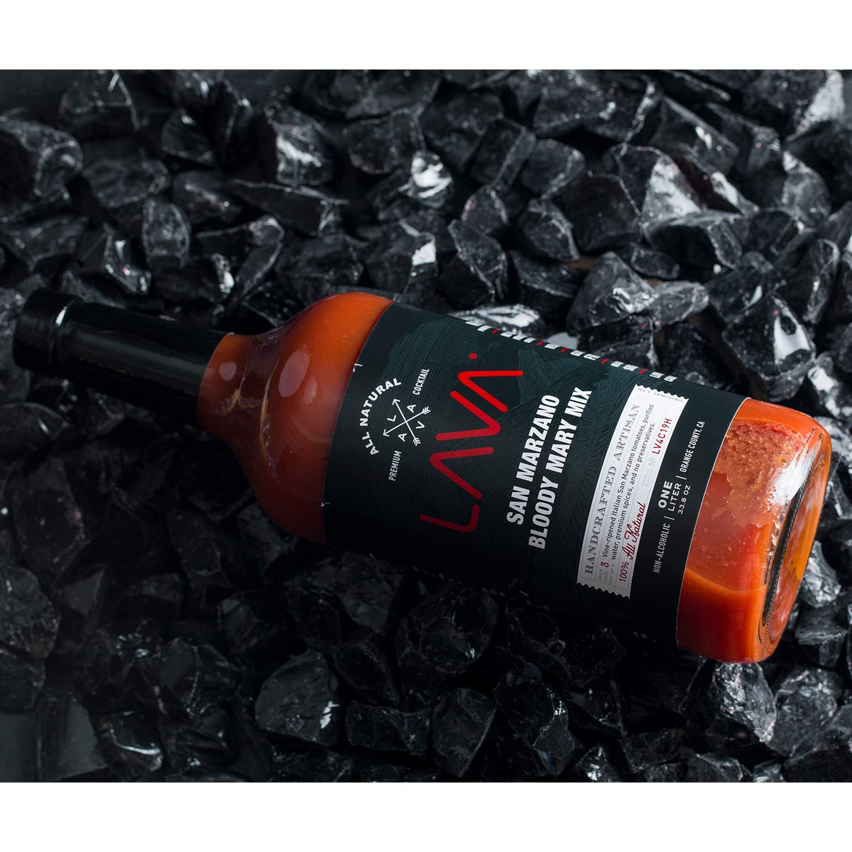 Storage-ready LAVA Bloody Mary Mix in kitchen pantry