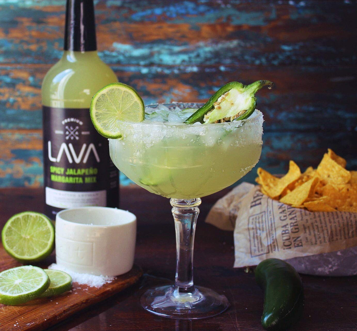 LAVA key lime juice glass shows tangy citrus for cocktails.