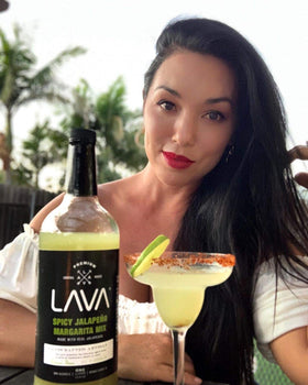LAVA margarita glass with salted rim ready to serve.