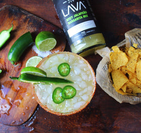 LAVA margarita pour over tequila and ice concept image.