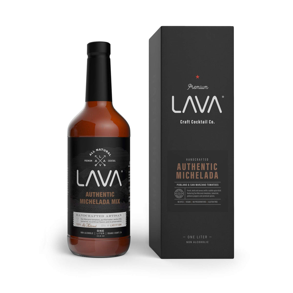 LAVA Michelada mixer tomato base enhances fresh cocktail flavor.