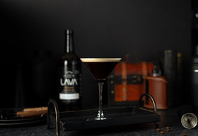 LAVA Premium Espresso Martini Mix glass ready, serve instantly.