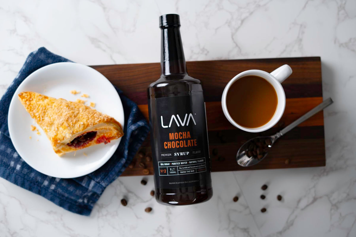 LAVA Premium Mocha syrup as dessert topping adds depth.