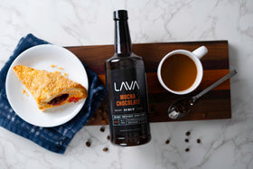 LAVA Premium Mocha syrup as dessert topping adds depth.
