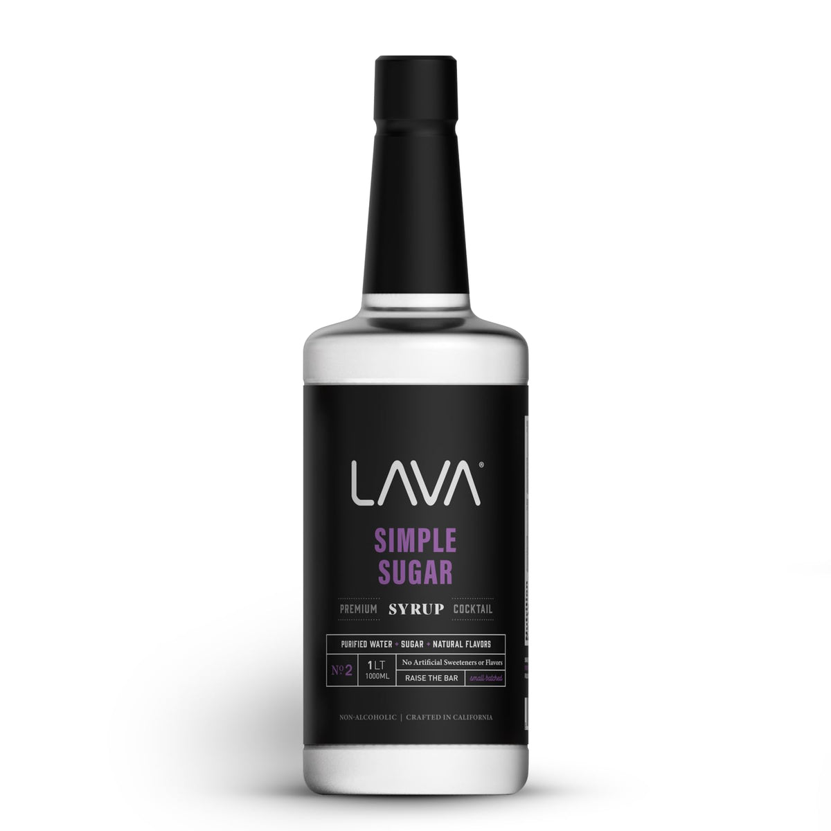 LAVA Premium Simple Syrup bottle pour showcases rich, clean sweetness for cocktails.