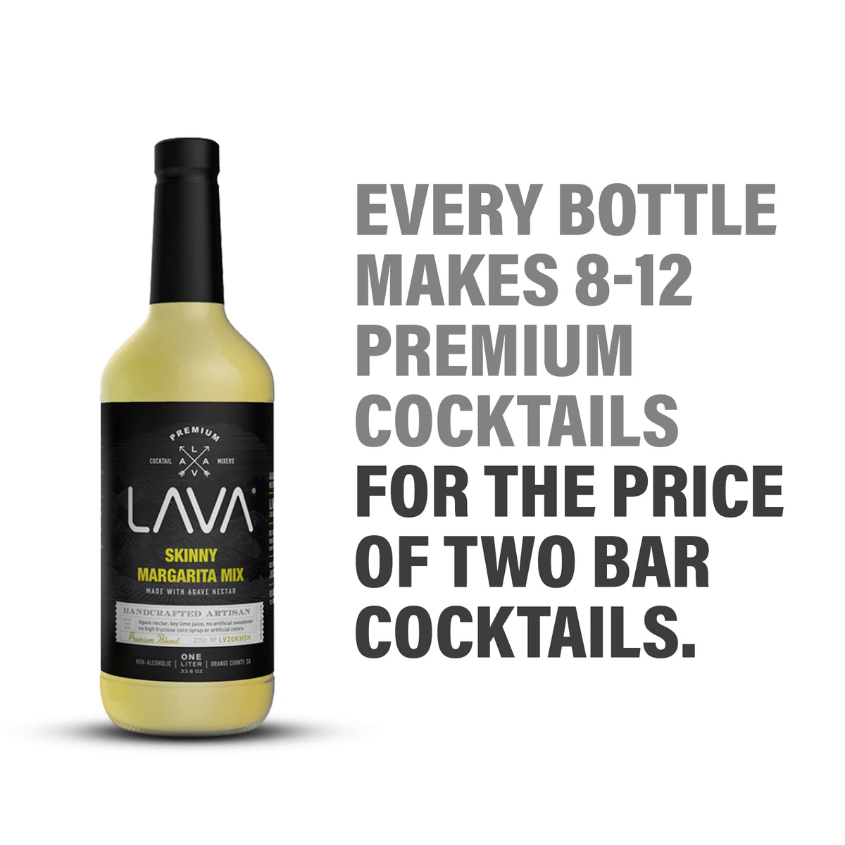 LAVA Premium Skinny Margarita Mix bottle pour ready for tequila cocktails