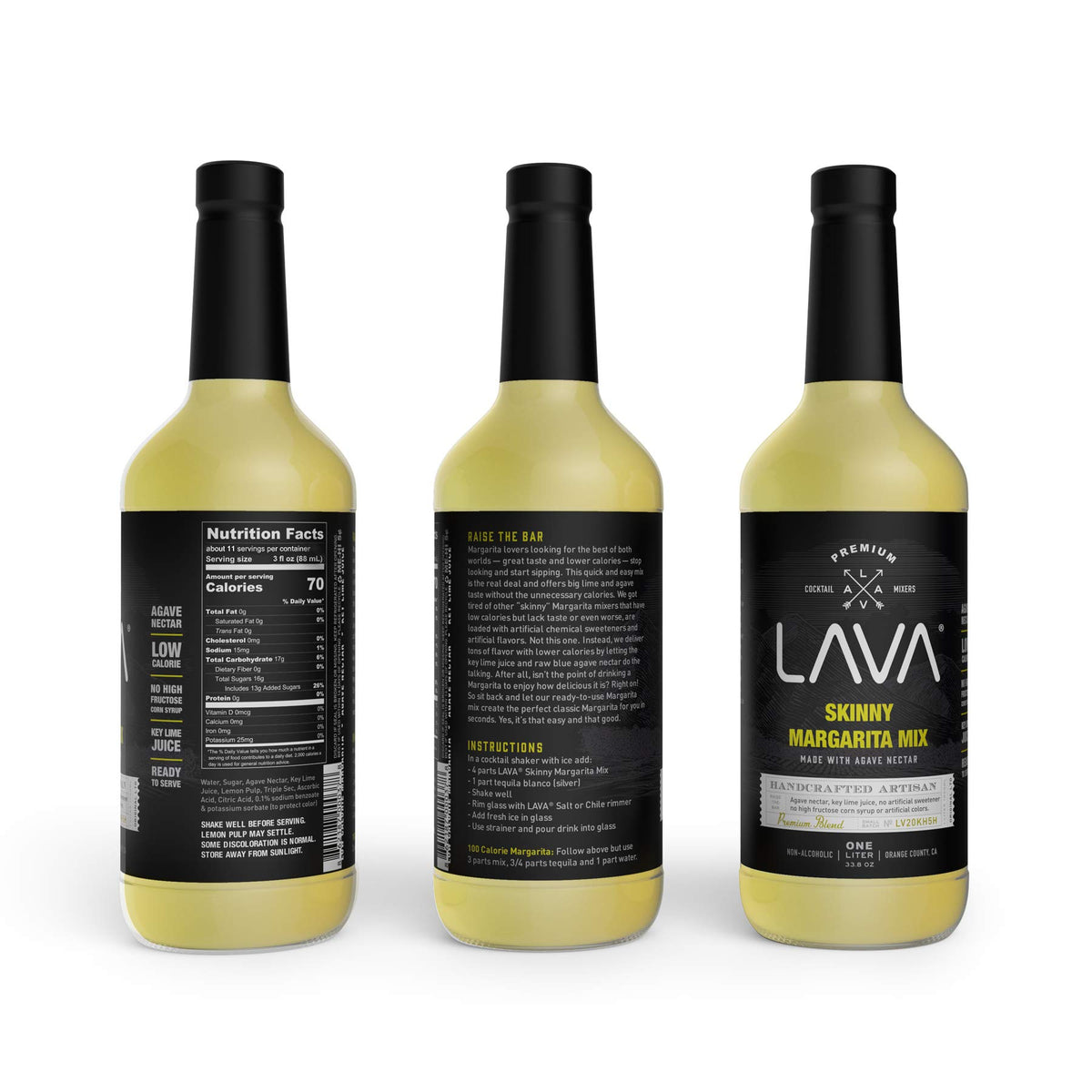 LAVA Premium Skinny Margarita Mix ingredients closeup for authentic flavor notes