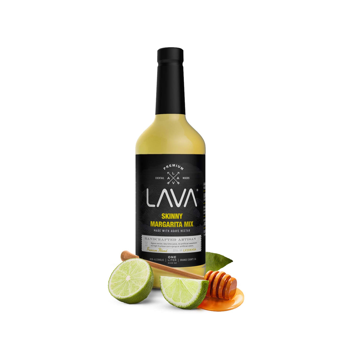 LAVA Premium Skinny Margarita Mix label-closeup shows clean ingredients claim