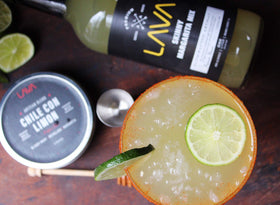 LAVA Premium Skinny Margarita Mix raw-blue-agave graphic highlights natural ingredients