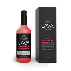 LAVA Premium Spicy Watermelon Margarita Mix bottle front showing branding and 1 liter size