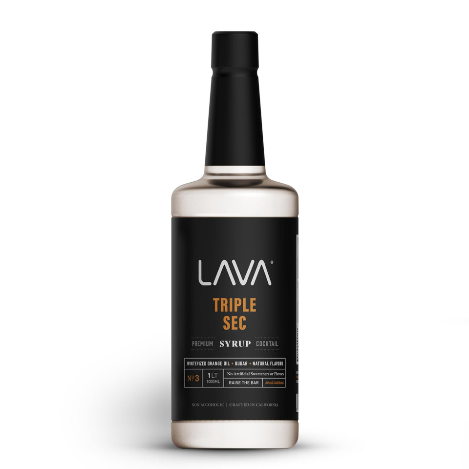 LAVA Premium Triple Sec Syrup bottle front view highlighting authentic citrus aroma